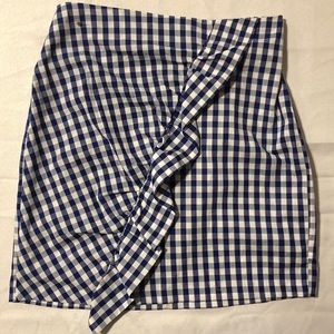 Blue and White Checked Skirt